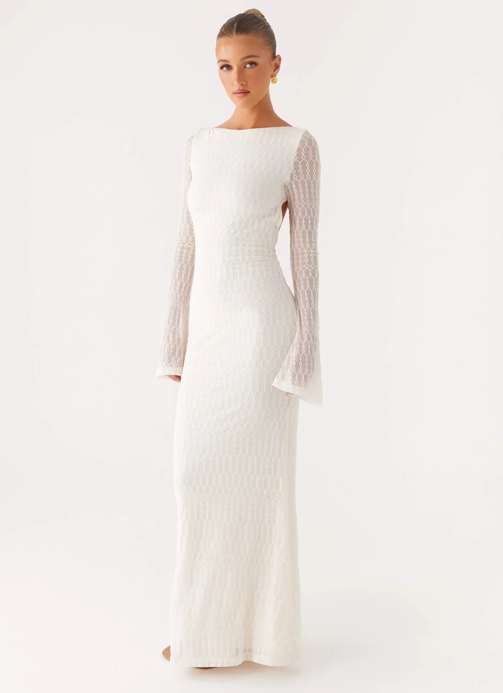 Ethereal Long Sleeve Maxi Dress - Ivory