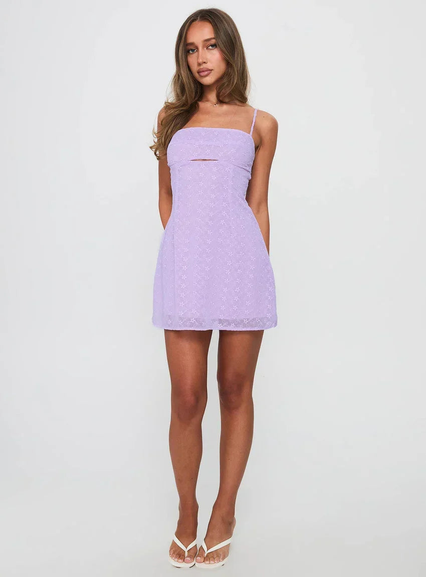 Shelley Embroidered Mini Dress Lilac