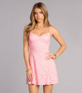 Romantic Notion Glitter Lace-Up Mini Dress