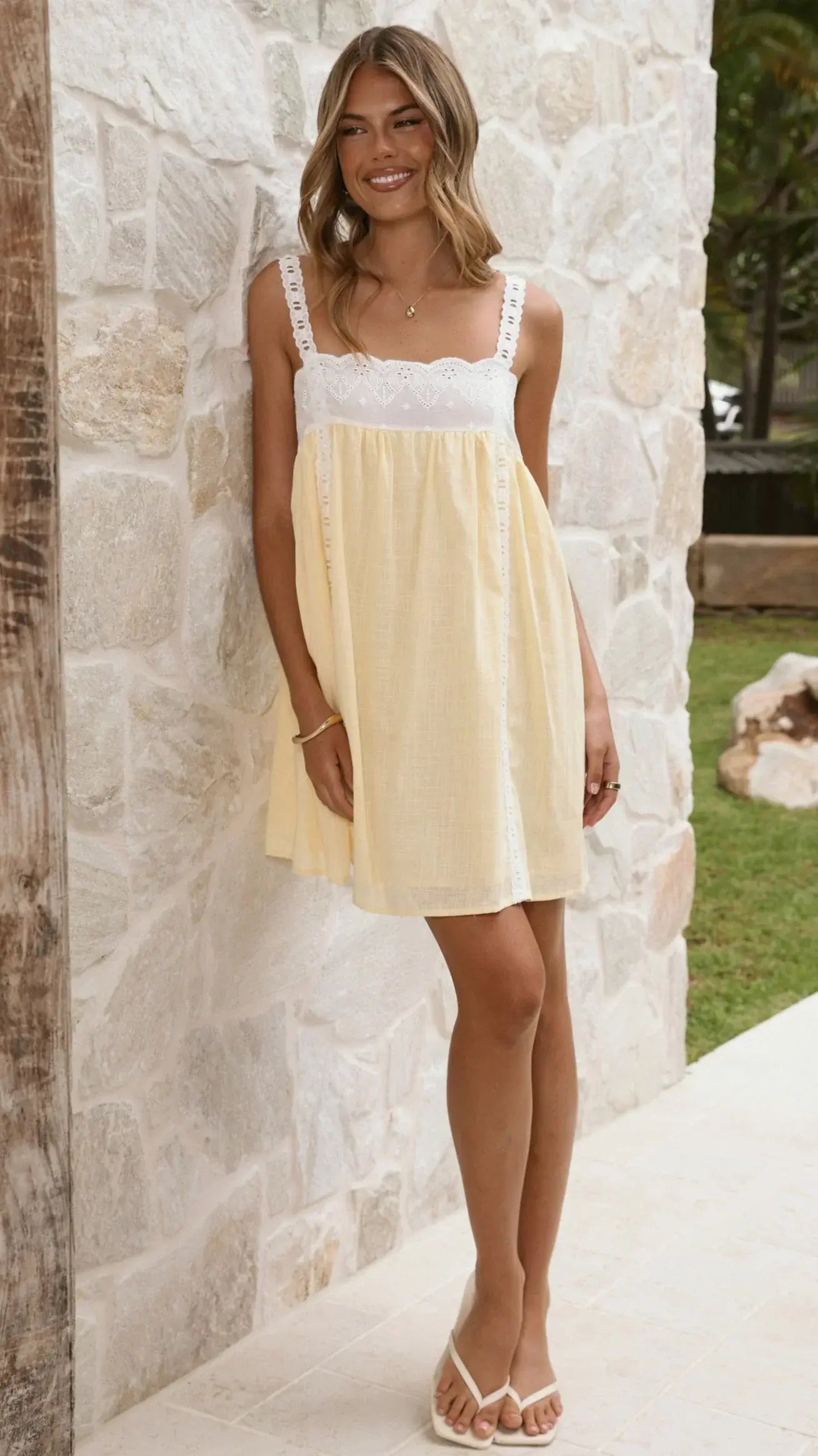 Lacey Mini Dress - Lemon