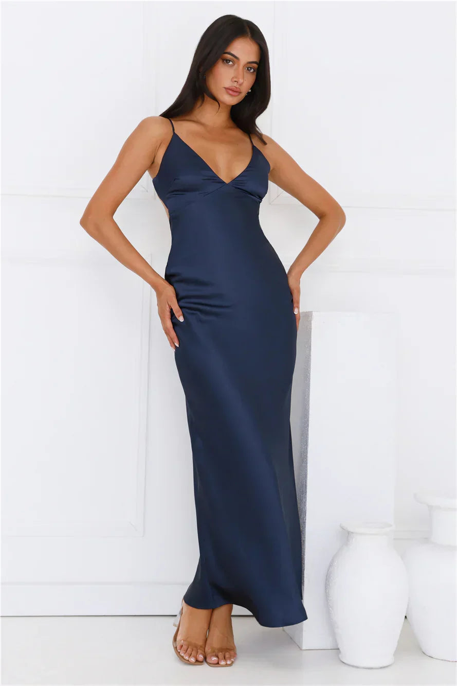 Chic 'Fit Slip Satin Maxi Dress
