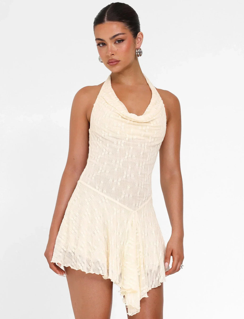 Fiorella Mini Dress - White : Lace : Cream
