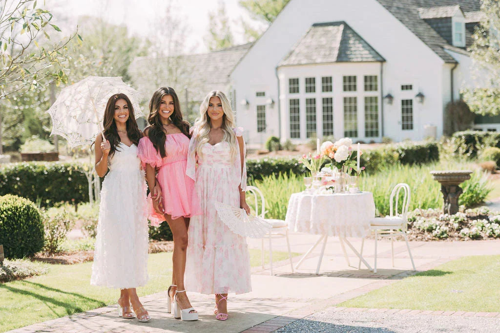 Rosie Shoulder Tie Midi DressPink