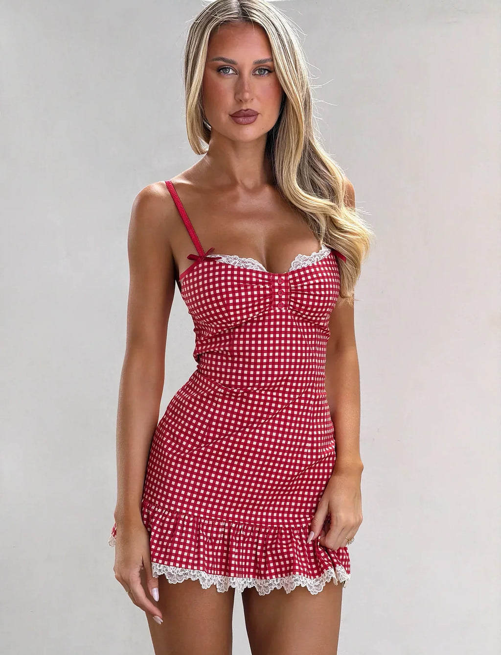 Emmaline Mini Dress - Red Gingham