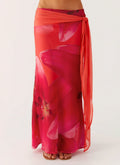 Raya Maxi Skirt - Peach Watermelon Flower