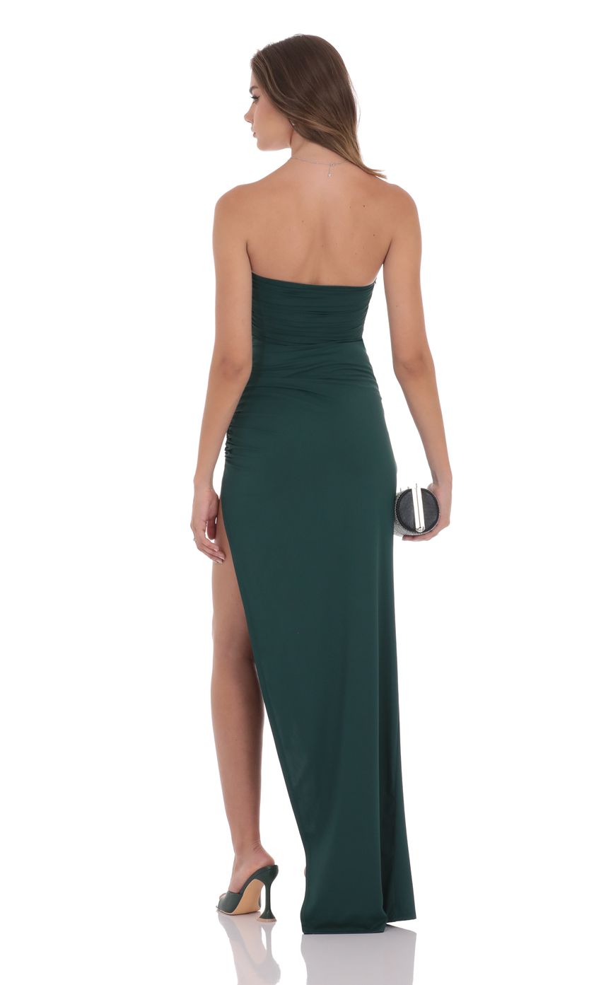 Corset Strapless Maxi Dress in Green