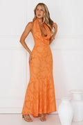 Garden Gems Halter Maxi Dress Orange