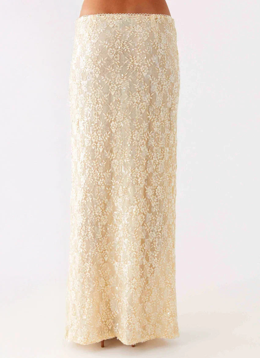 Bling It On Maxi Skirt - Ivory