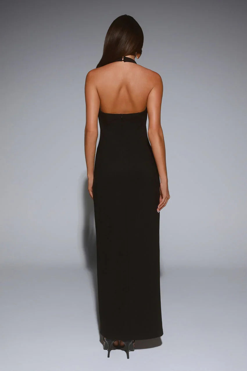 Too Hot To Miss Halter Maxi Dress Black