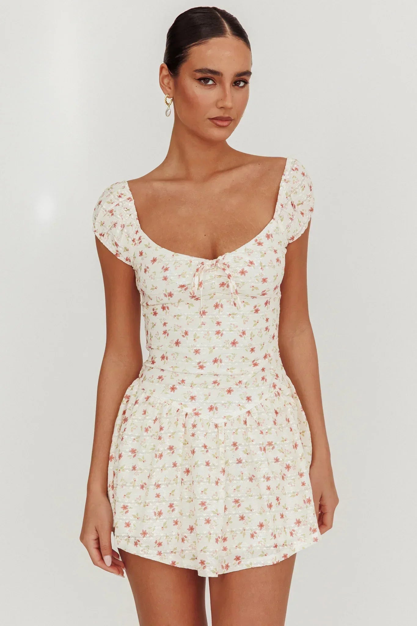 Mirela Cap Sleeve Lace Mini Dress Rose
