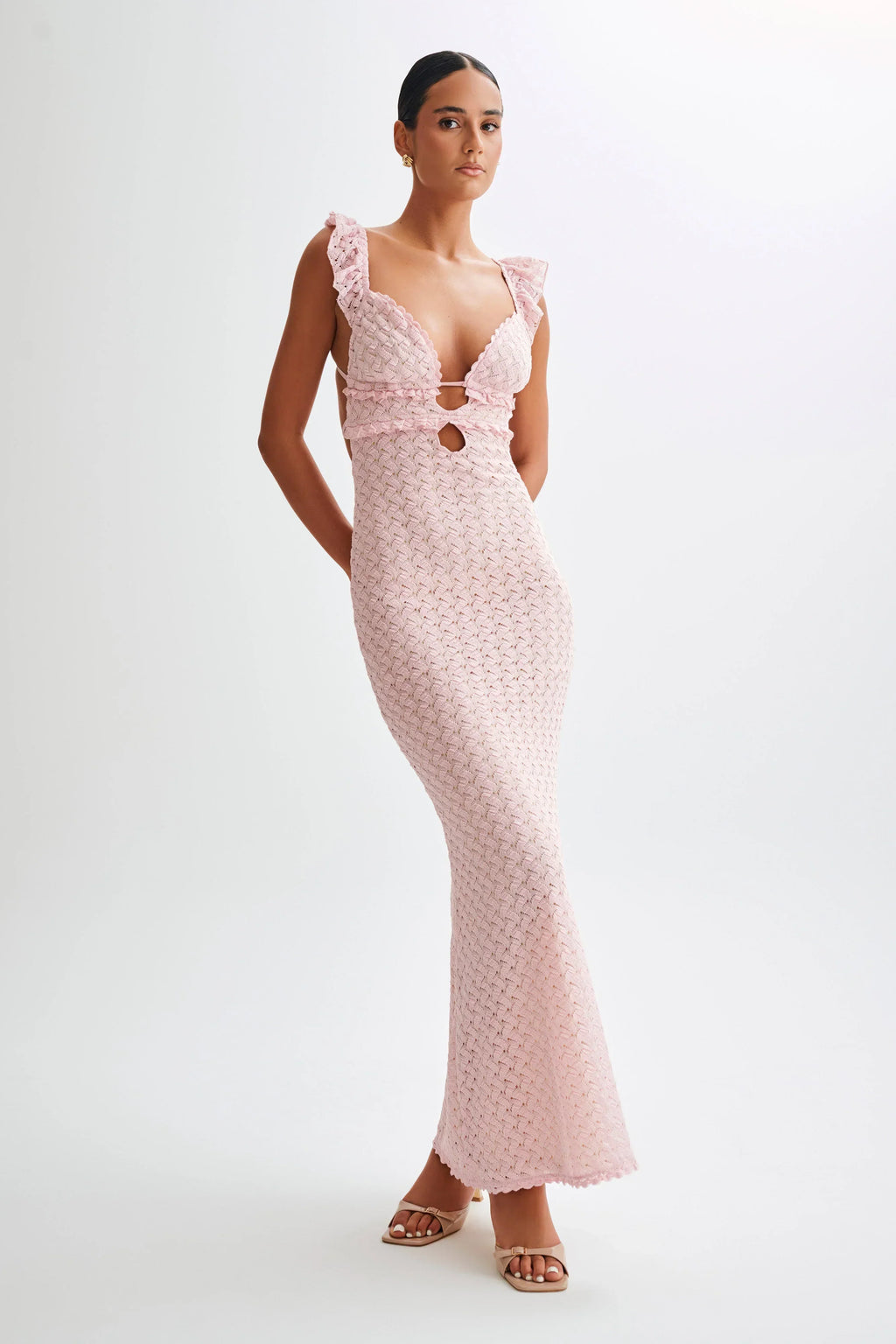 Ezra Lace Maxi Dress - Powder Pink