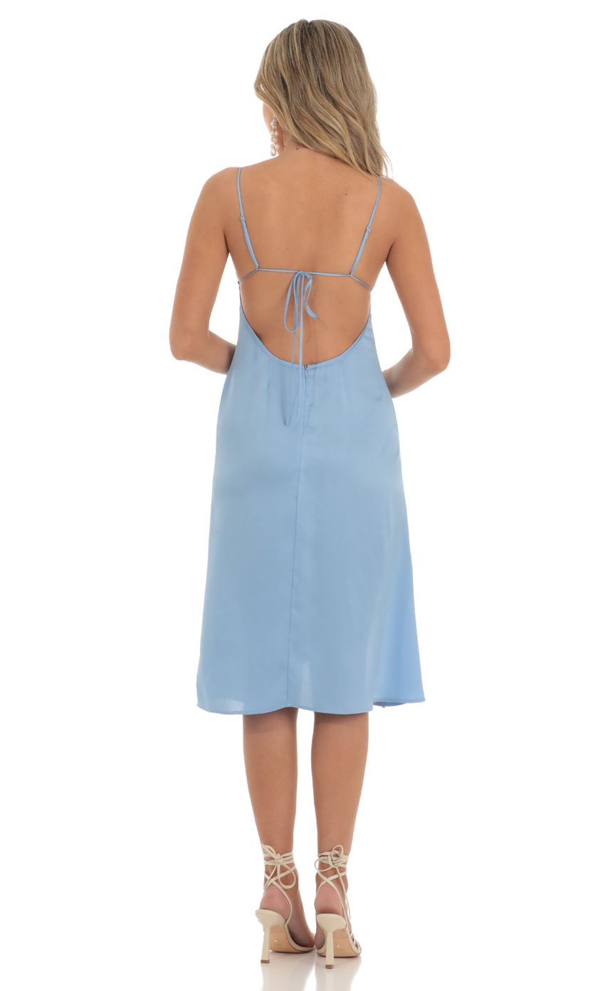 Crepe Satin Midi Dress in Sky Blue