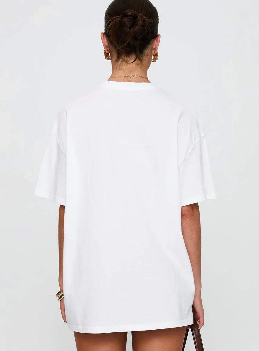 Love From Tuscany Oversized Graphic Top White