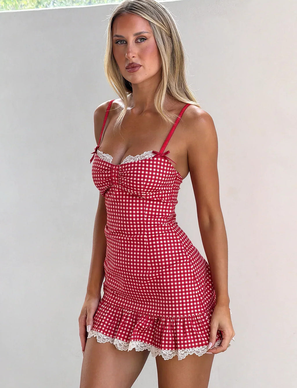 Emmaline Mini Dress - Red Gingham