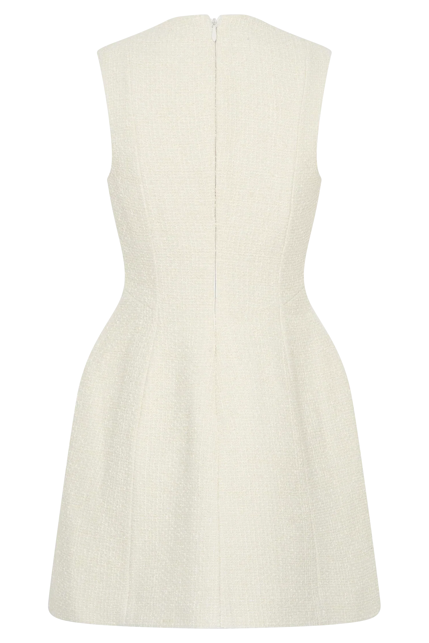 Danna Boucle Mini Dress With Pleats - White