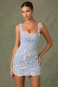 Embellished Corset Mini Dress in Sky Blue