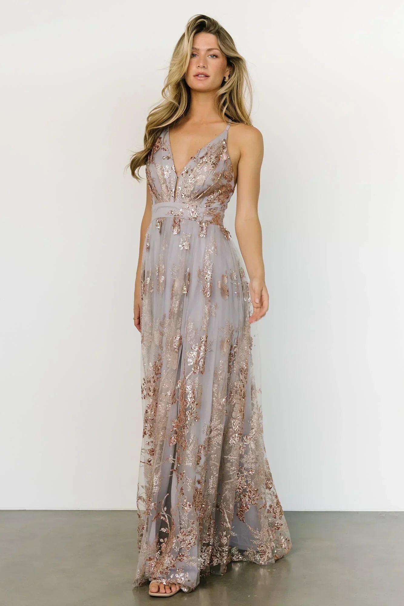 Lucienne Shimmer Maxi Gown | Dusty Lilac + Rose