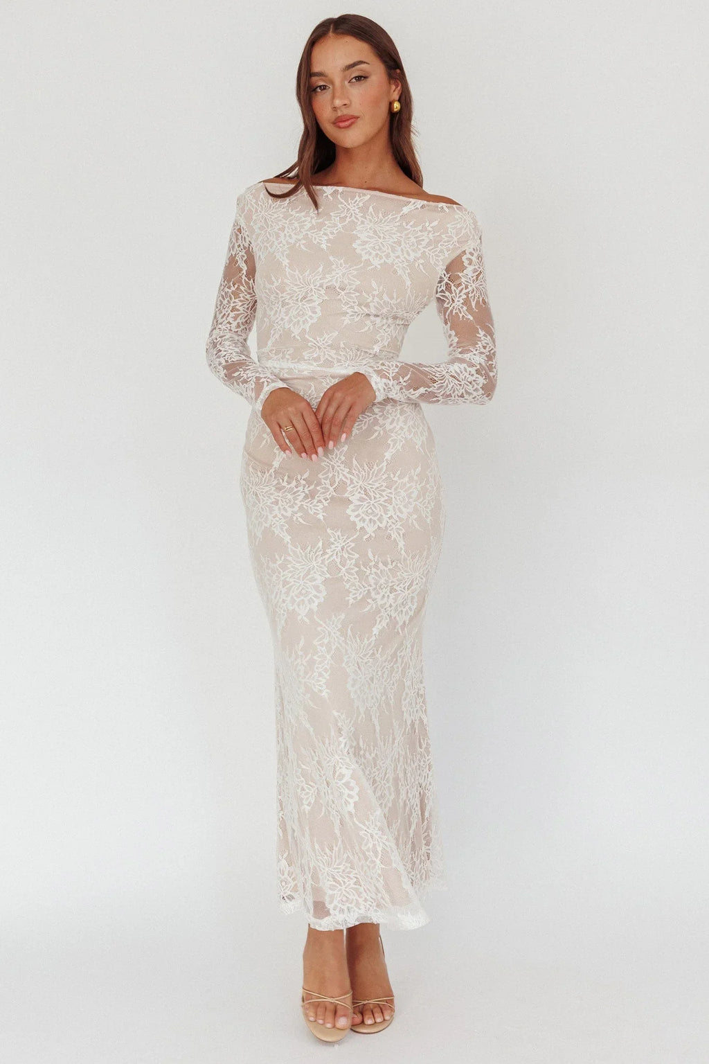 Loveland Off-Shoulder Lace Maxi Dress White