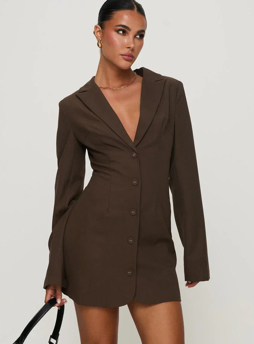 Dianah Blazer Mini Dress Brown