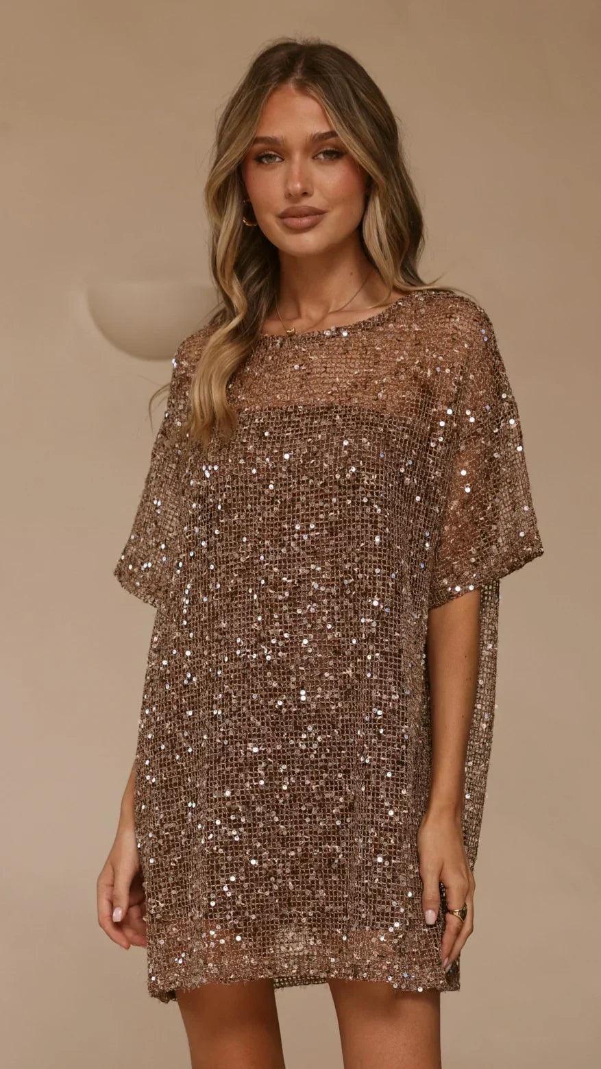 Zanthe Sequin Mini Dress - Mocha