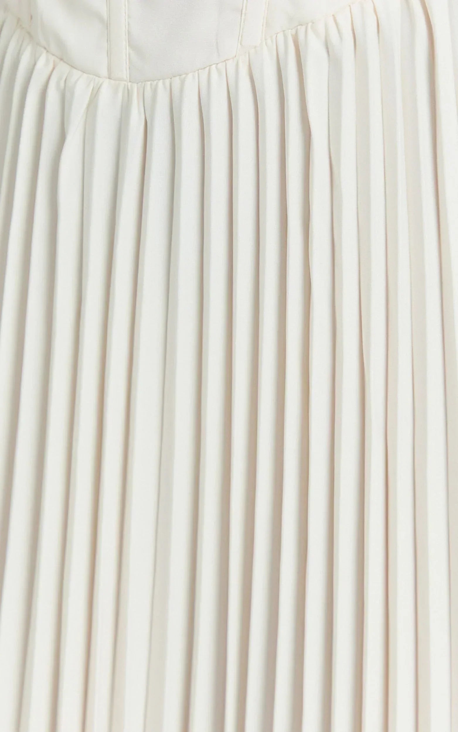 Loretta Midi Dress - Lace Up Back Bustier Pleated Dress in Cream