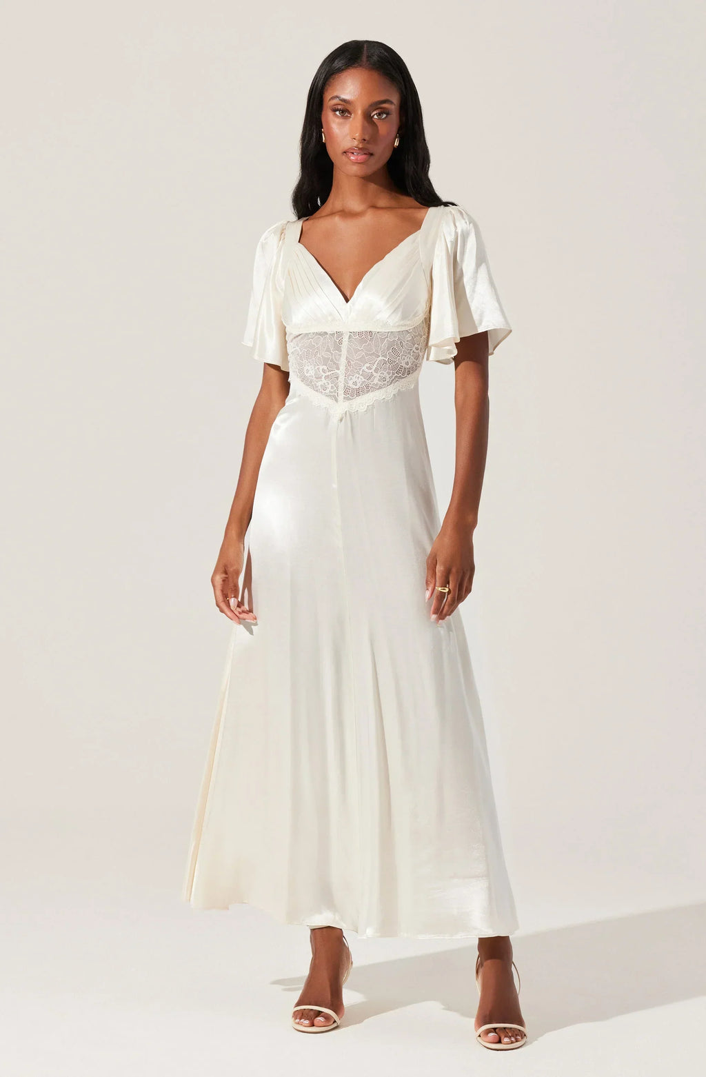 Aurelia Satin V-Neck Midi Dress