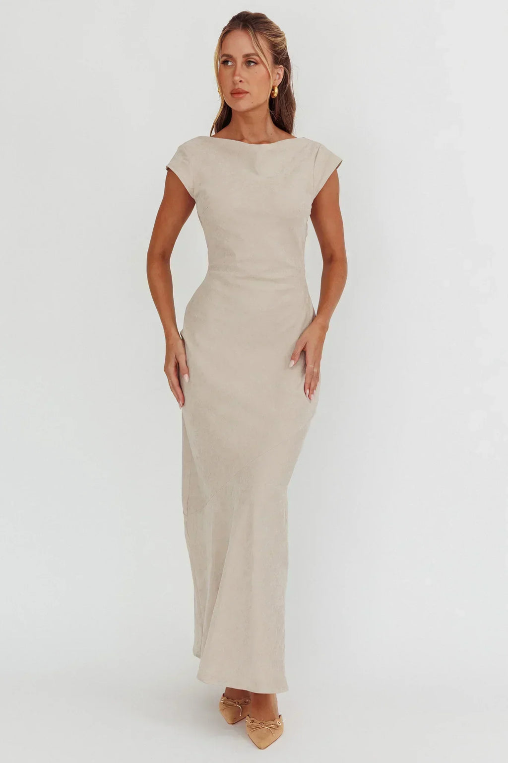 Maysa Cowl Back Maxi Dress Mushroom