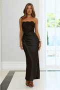 Sultry Nights Lace Corset Maxi Dress Black