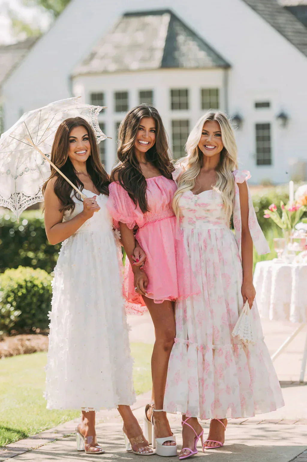 Rosie Shoulder Tie Midi DressPink