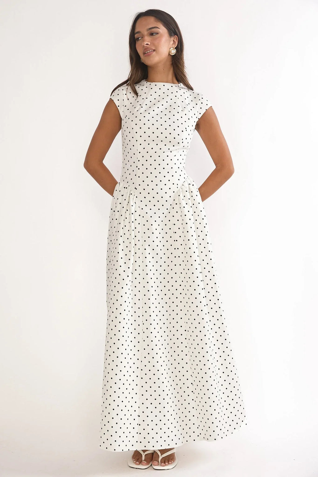 Lynnie Cap Sleeve Maxi Dress Polka Dot