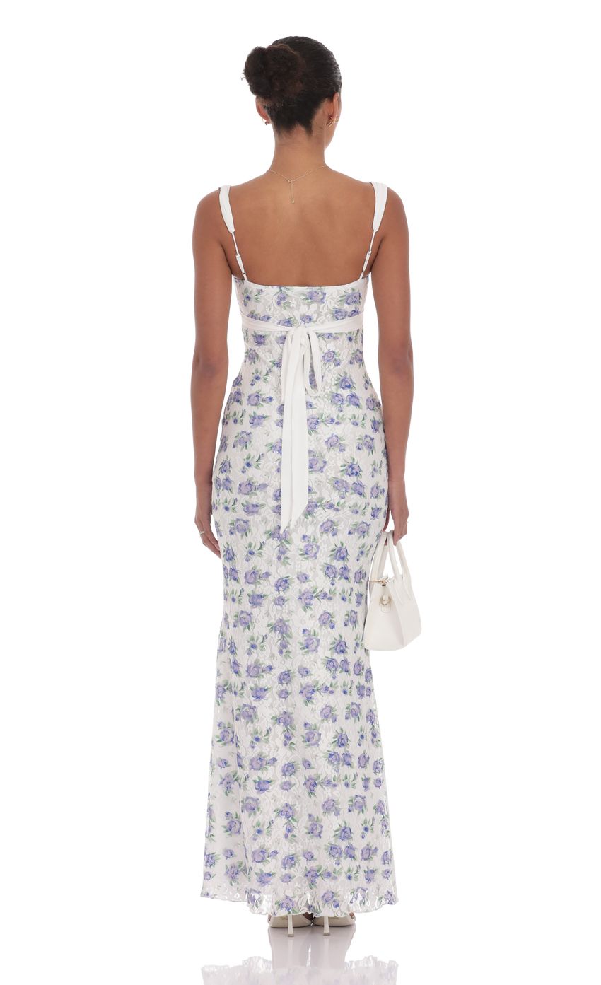 Floral Lace Maxi Dress in White