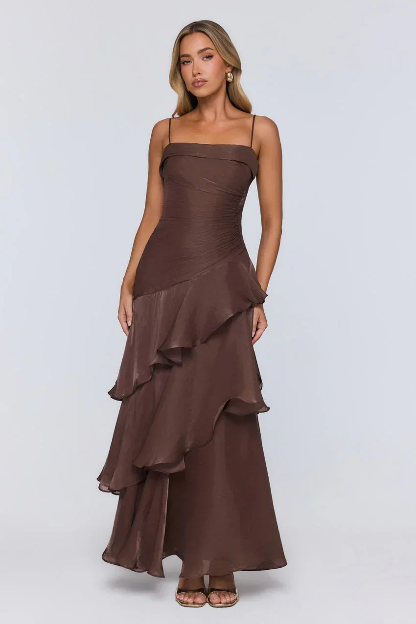 Peachy Glow Maxi Dress Brown