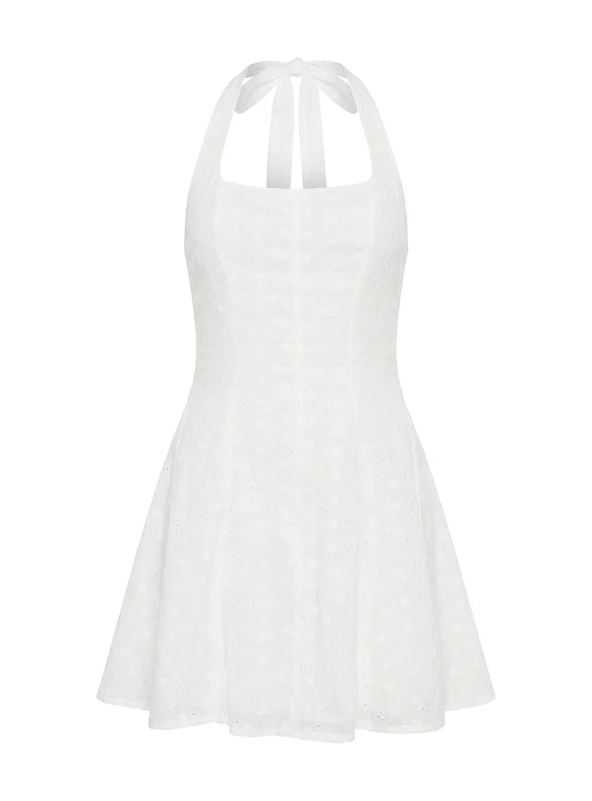 Kittee Halter Mini Dress White