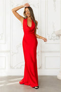 Nightfall Noir Halter Satin Maxi Dress
