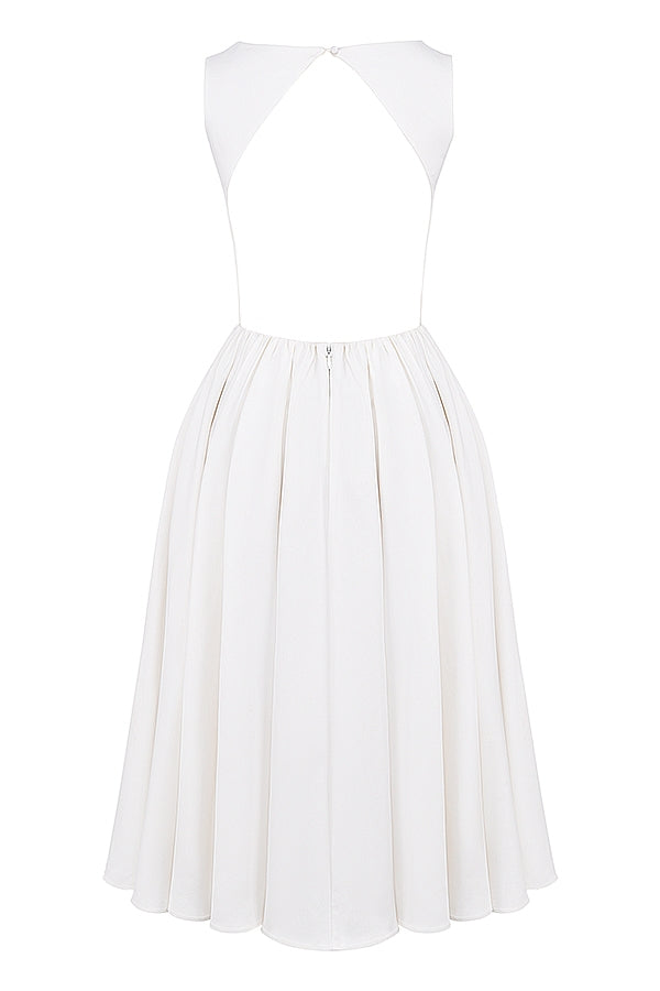 white twill midi sundress
