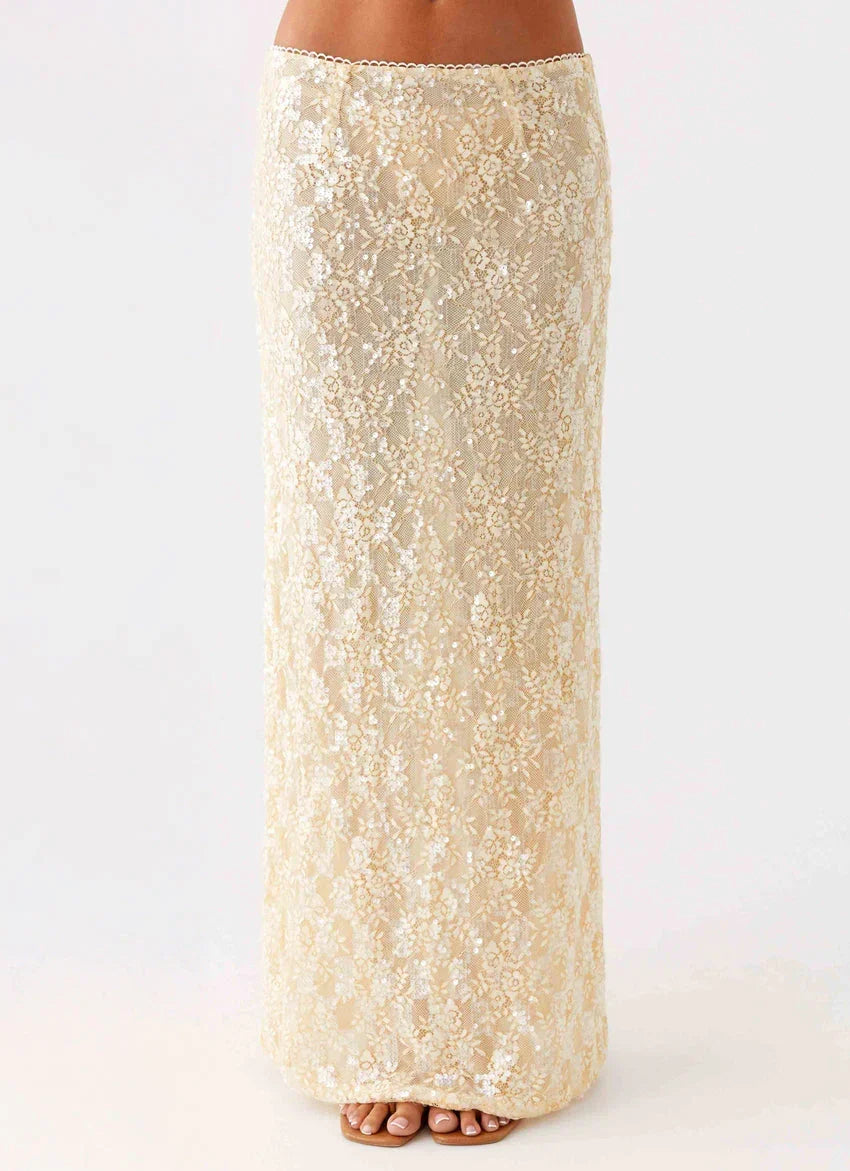 Bling It On Maxi Skirt - Ivory