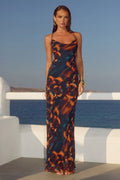 Brigette Cowl Cross Back Maxi Dress Valina Orange