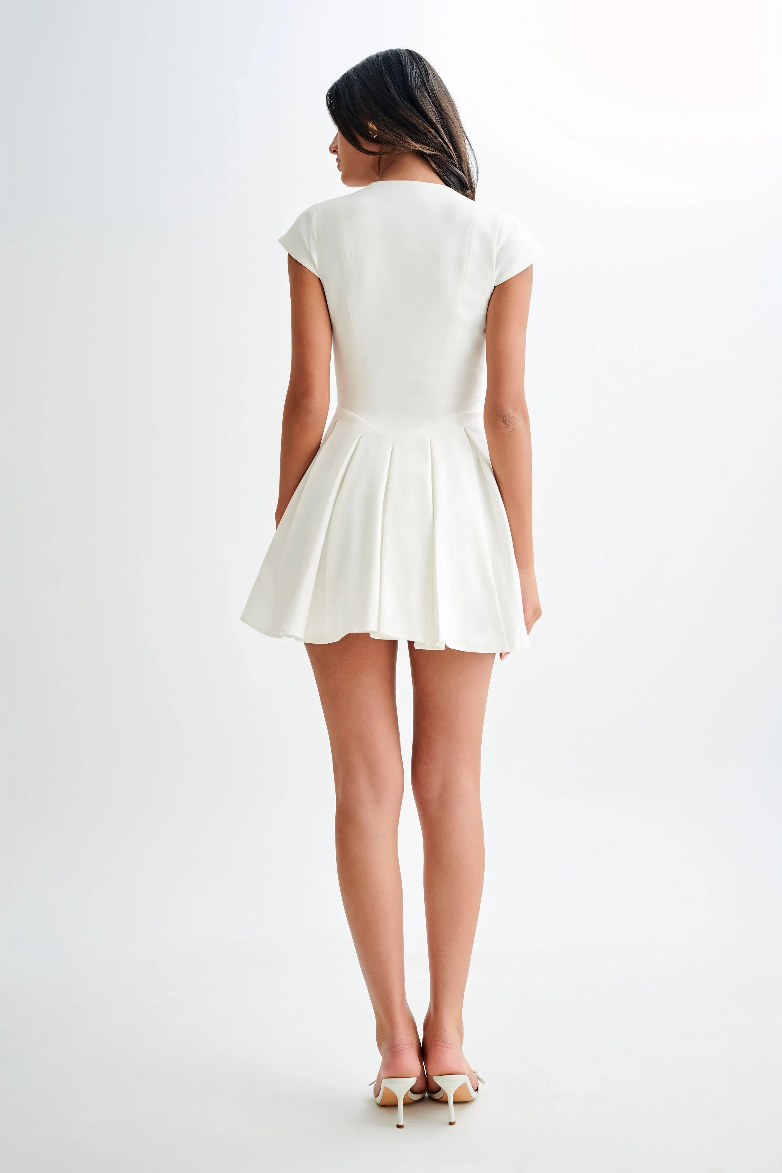 Keely Cotton Cap Sleeve Mini Dress - White