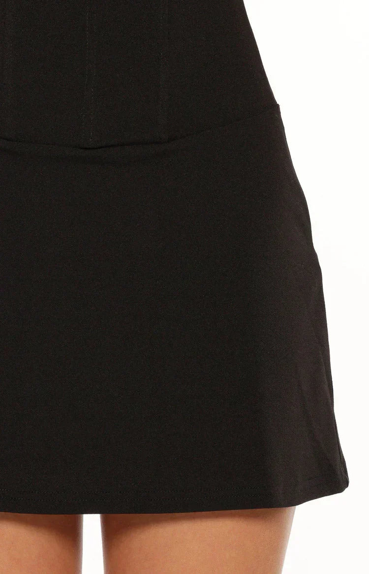 James Black Corset Crepe Mini Dress