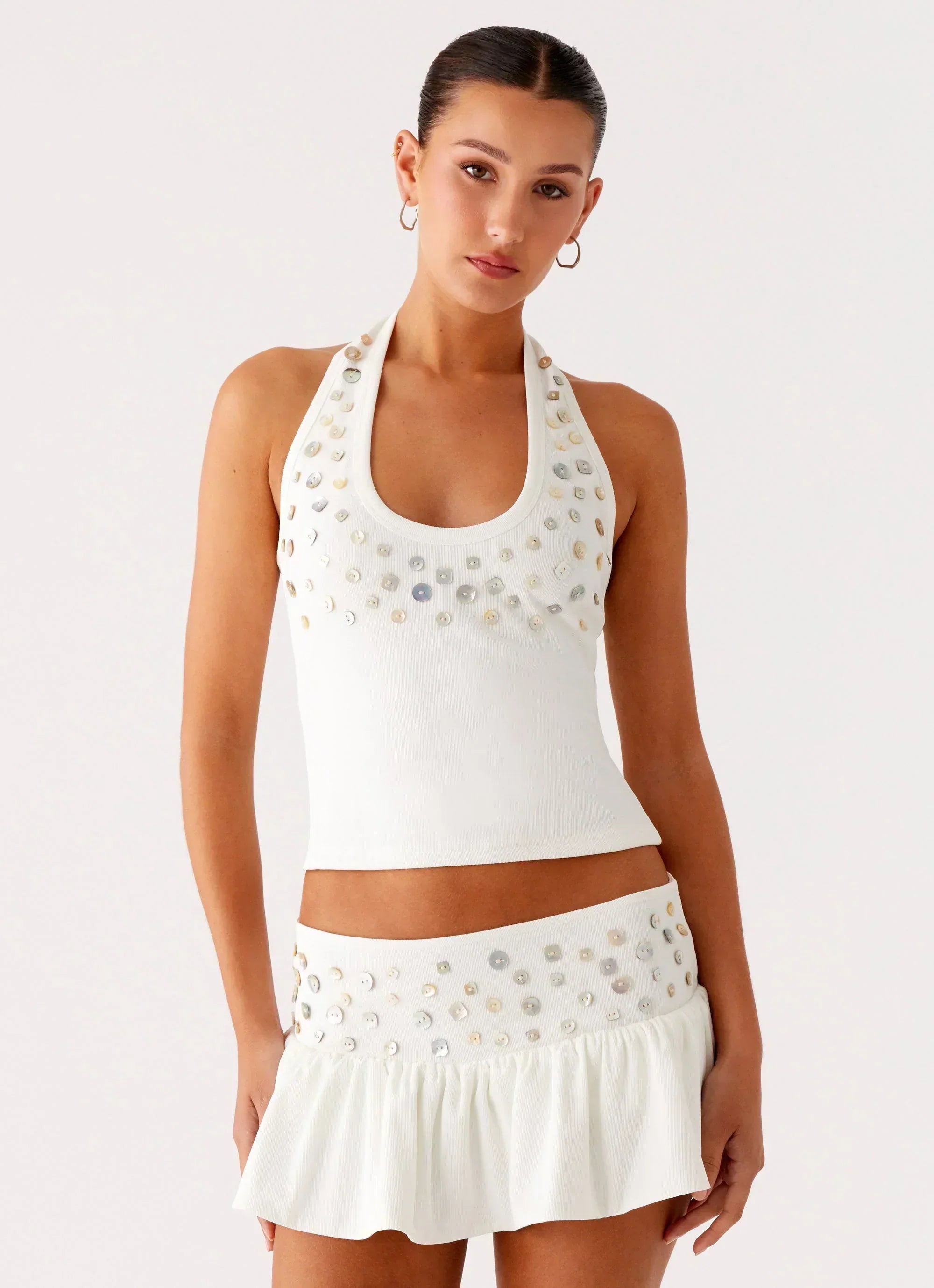 Vegas Nights Halter Neck Top White