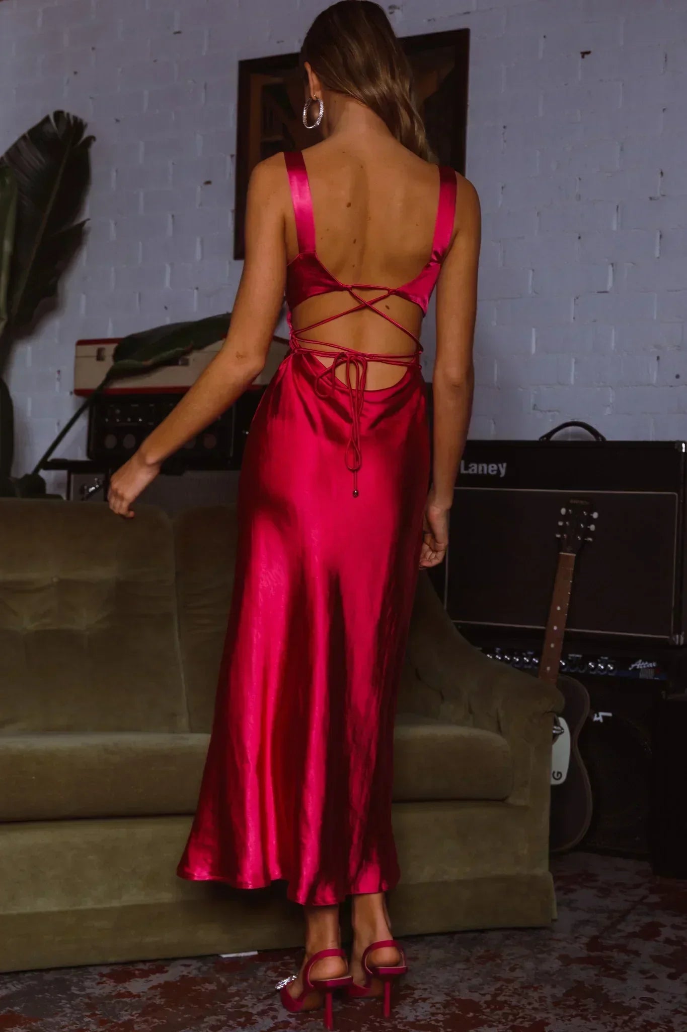 Belle Epoque Drawstring Bust Midi Dress Hot Pink