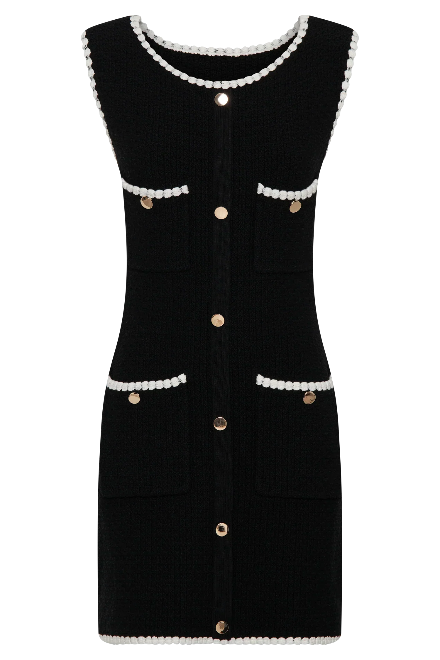 Mia Contrast Knit Mini Dress - Black/White