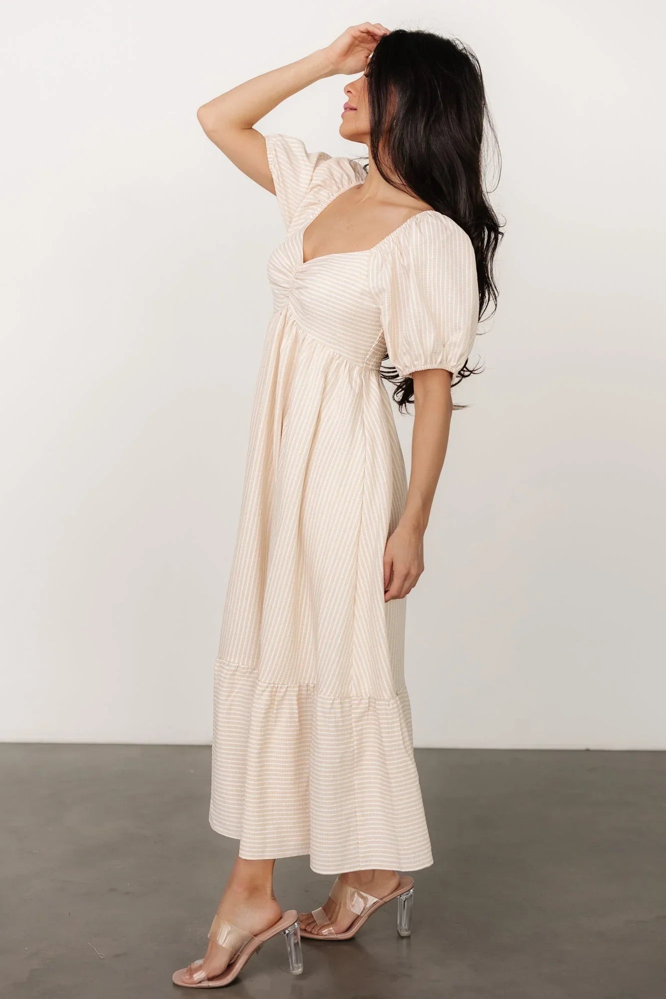 Poppy Midi Dress | Natural + Off White