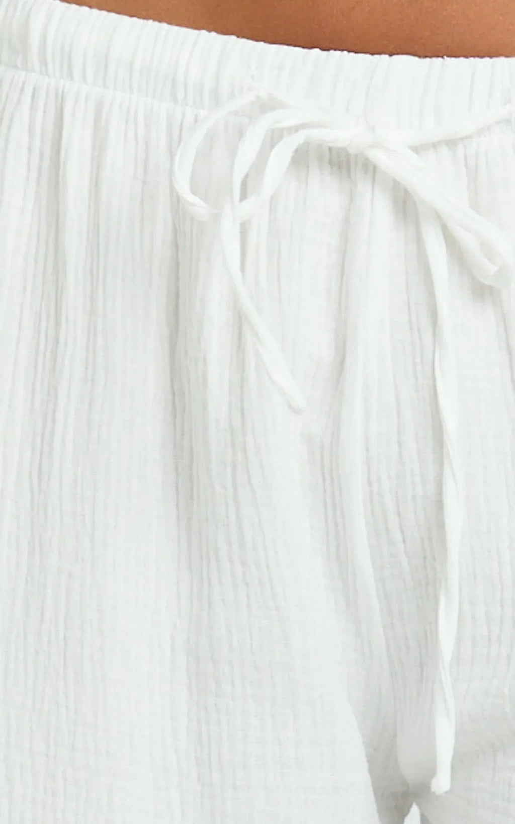 Leonie Pants - Mid Waisted Cheesecloth Relaxed Pants in White