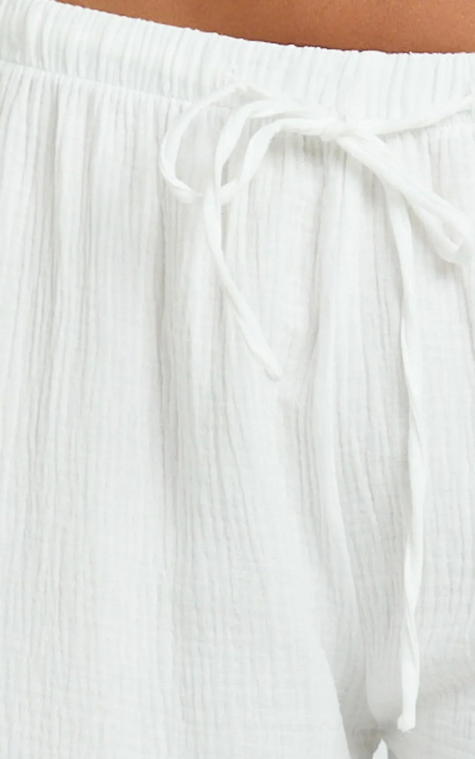 Leonie Pants - Mid Waisted Cheesecloth Relaxed Pants in White