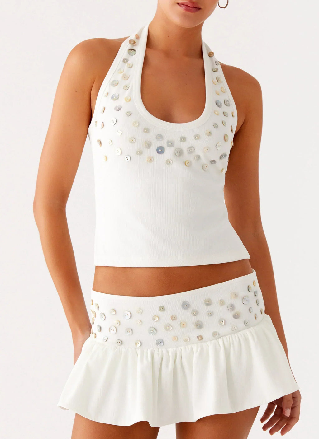 Vegas Nights Halter Neck Top White