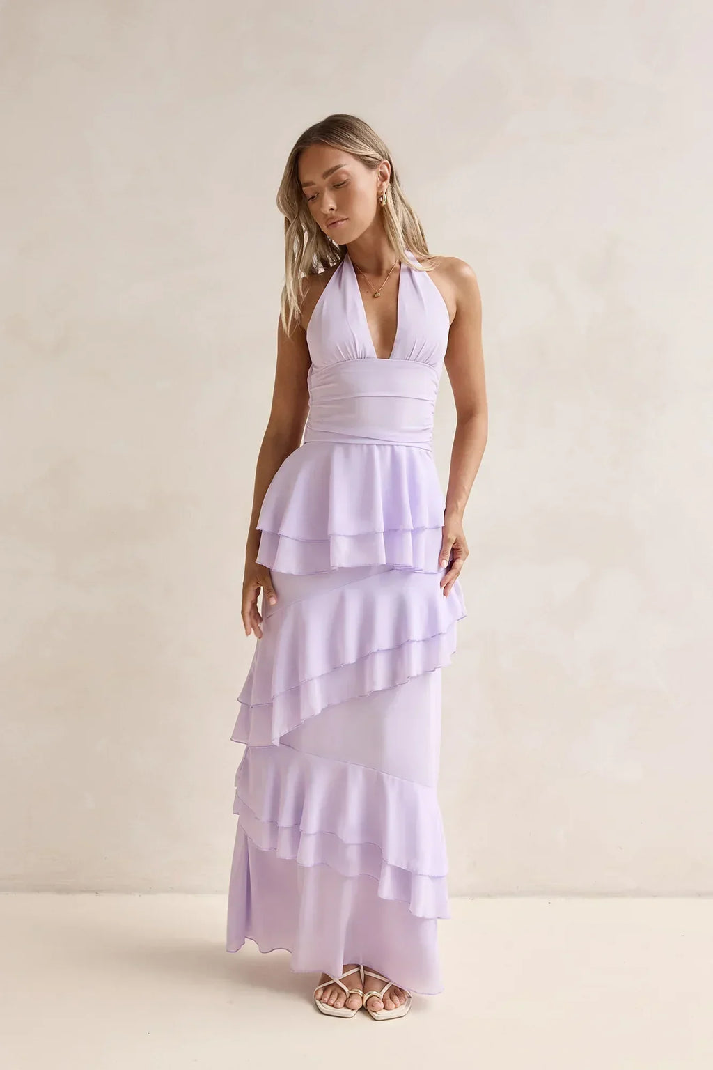 Path Of Fate Halter Maxi Dress Lilac