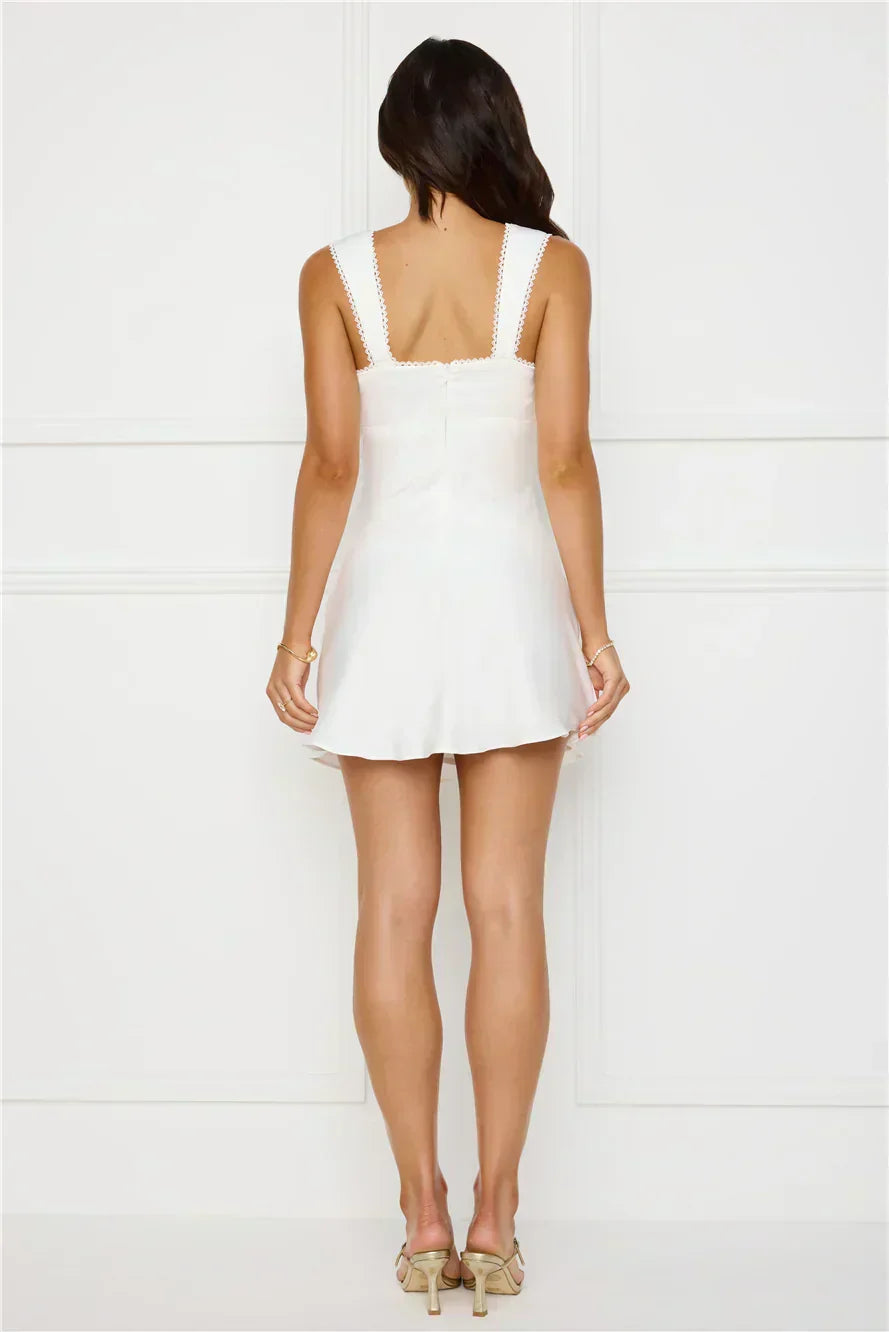 Exotic Flair Satin Mini Dress White