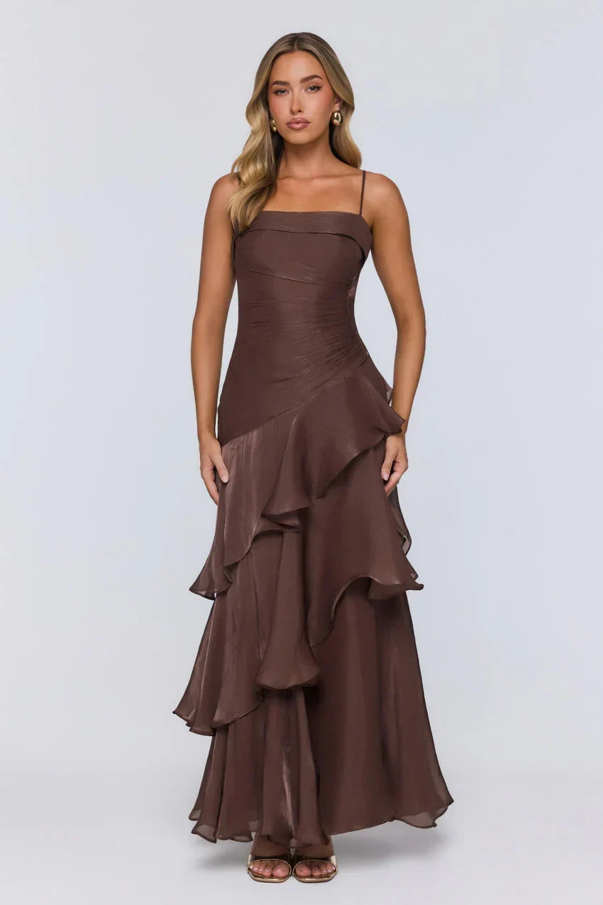 Peachy Glow Maxi Dress Brown