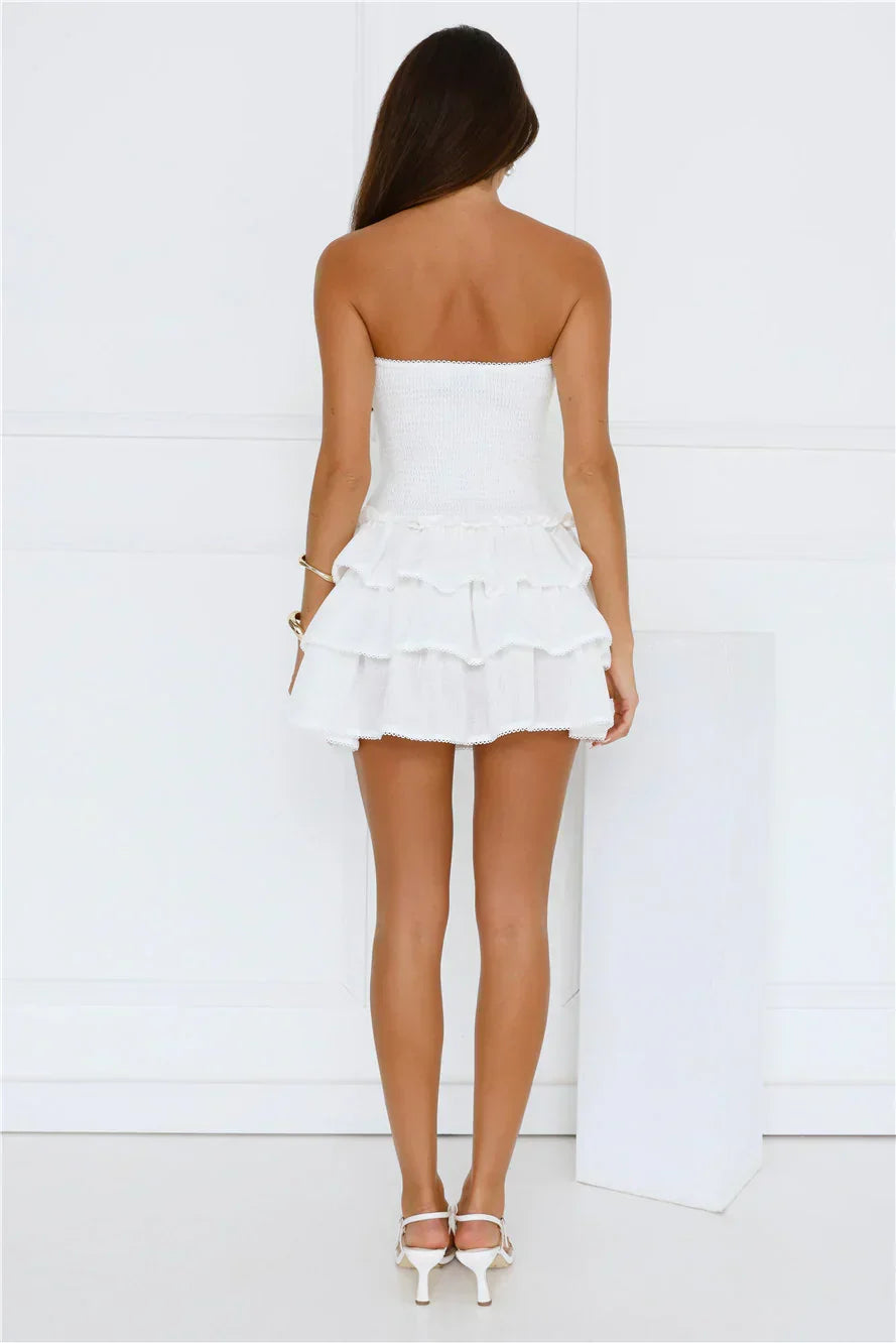 Riviera Radiance Strapless Mini Dress White